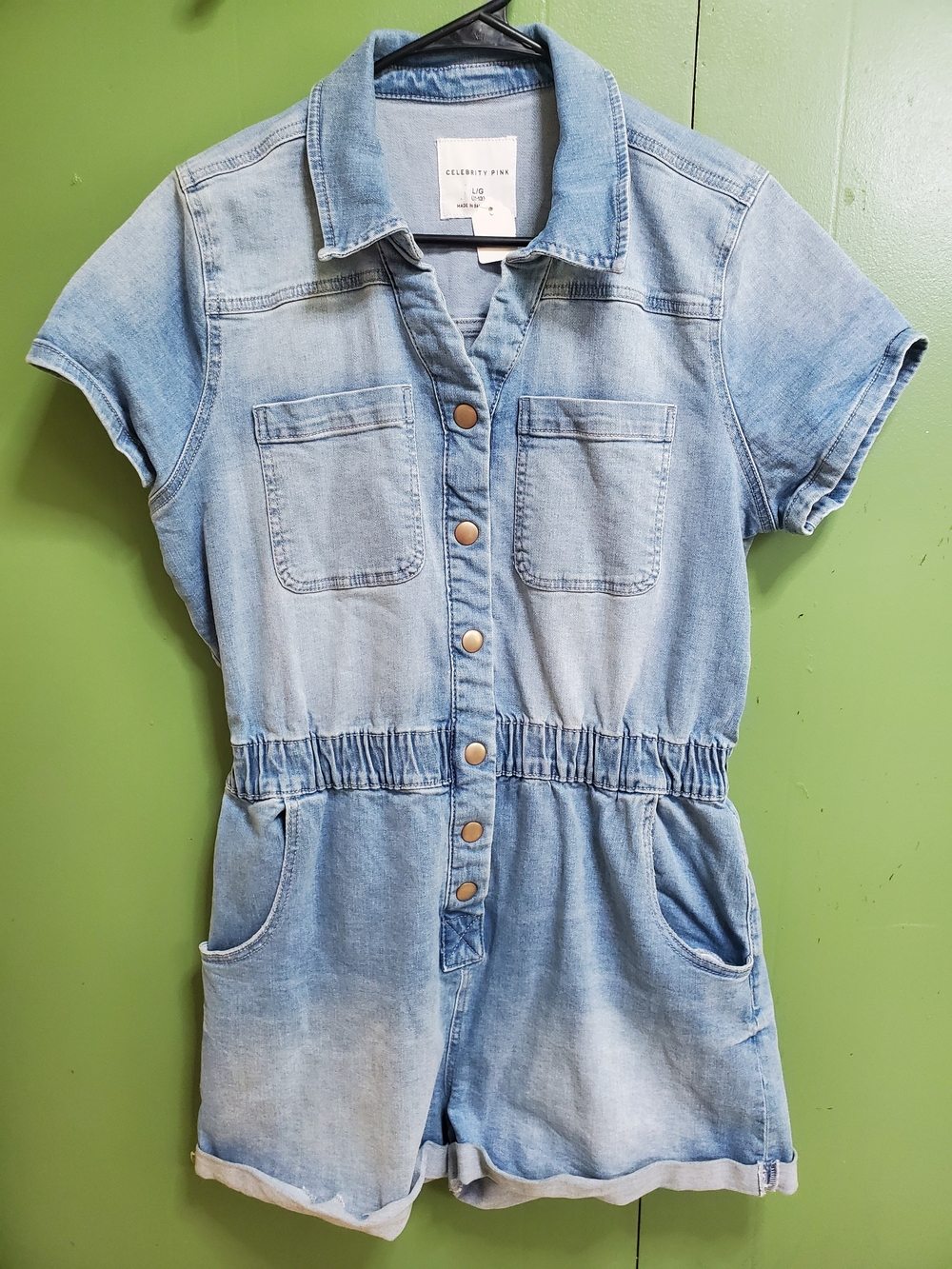 Celebrity Pink Light Wash Denim Romper